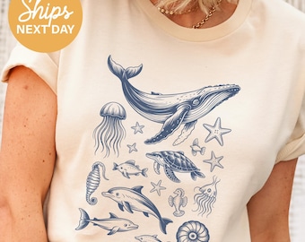 Retro Sea Animal T-Shirt: Vintage Marine Life Tee