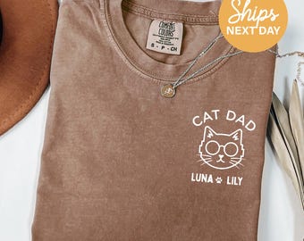 Custom Cat Dad Shirt, Personalized Cat Names Tee, Father's Day Gift