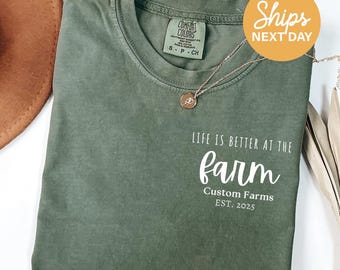 Camisa de granja Comfort Colors: camiseta personalizable con nombre familiar