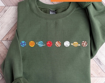 cute planets hoodie, solar system sweatshirt, astronomy crewneck, astronomer gifts, science teacher sweater, elementary teacher crewneck