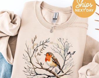 Robin Bird Sweatshirt: Graphic Crewneck, Nature Lover Gift