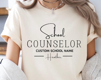 Custom School Counselor Comfort Colors T-Shirt: Personalized School Name Tee