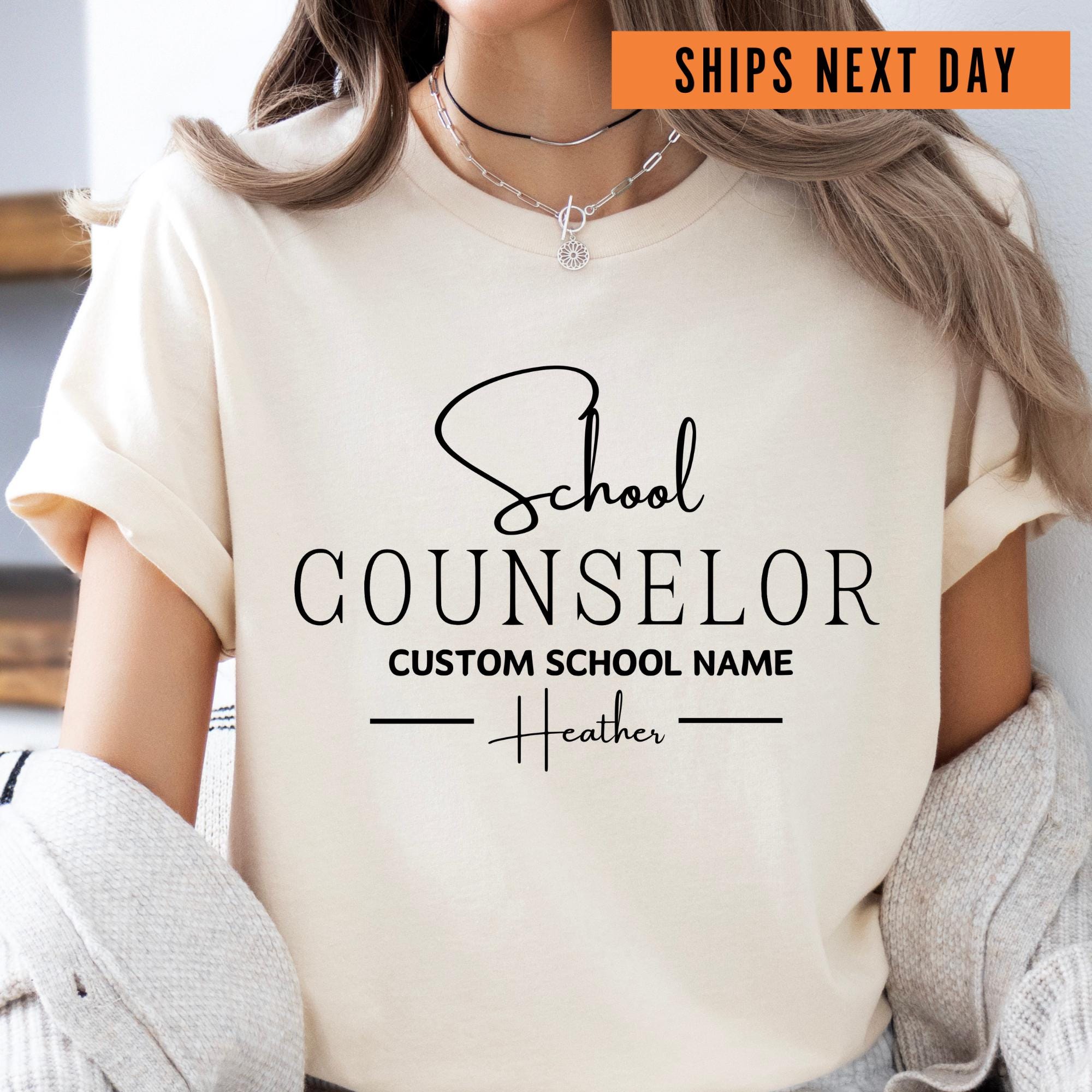 custom school counselor comfort colors shirt, personalized school counselor tee, custom school name tshirt, guidance counselor shirt