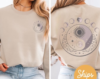 Mystic Moon Sweatshirt: Celestial Sun & Moon Crewneck