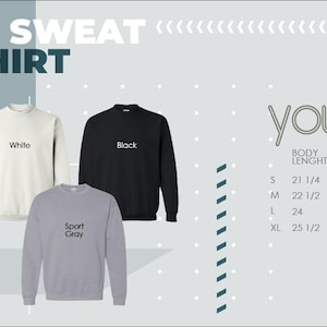 three sweatshirts with the words sweat shirt on them