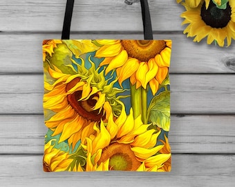Sonnenblume Tragetasche: Gelber Blumen All Over Print, Sommerstil