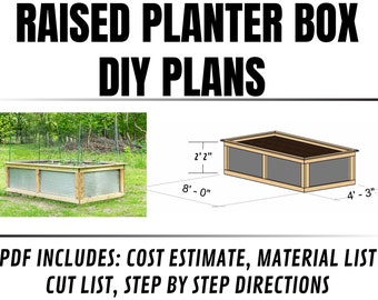 ¡Planos digitales de jardineras elevadas para hacer uno mismo con instrucciones detalladas! Jardineras grandes, planos de jardineras, huerto