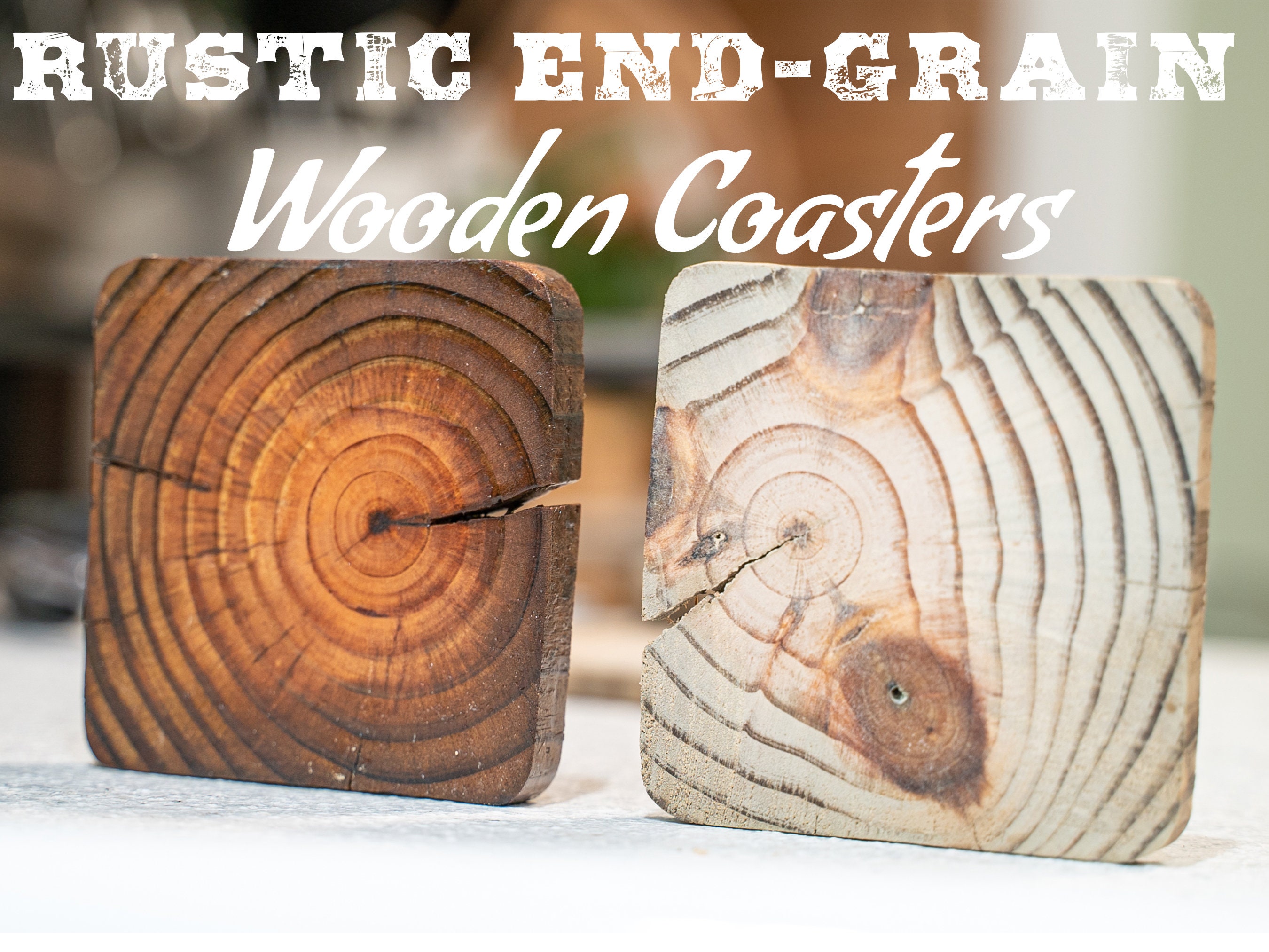 Rustic End-grain Wooden Coasters, Outdoor/indoor Coasters, Wooden