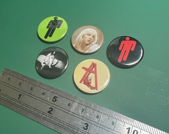 5 X Billie Eilish Buttons 25mm Set