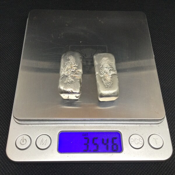 Hand Poured STERLING Silver Bars 3.5toz+ 925 Silver - 2 Items