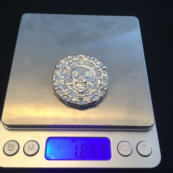 Hand Poured Silver Pirate Caribbean Round 1.8toz+ 999+ Silver