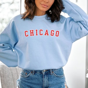 Chicago Crewneck, Chicago Cubs Sweatshirt, Baseball Sweatshirt (Red or Blue font)