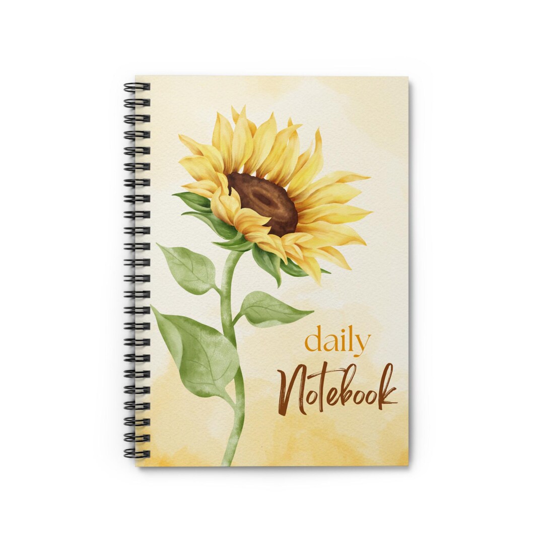 Sunflower Daily Notebook Spiral Notebook | Ruled Lined Journal - Etsy