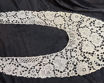 Antique Needle Lace Collar – Floral Bobbin / Needle Lace, c. 1890–1915