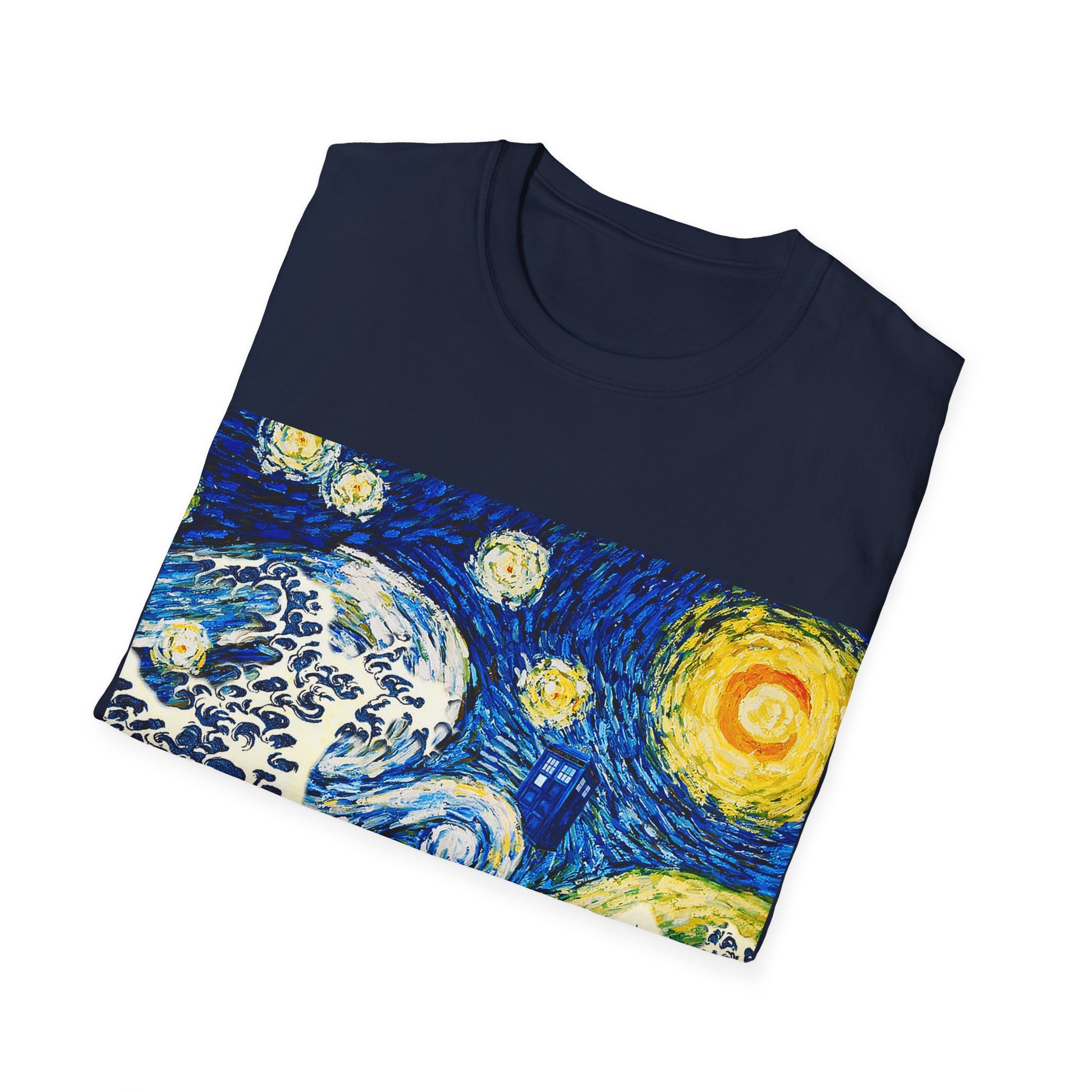 Doctor Who Tardis Japan Wave Van Gogh Unisex Softstyle T-shirt - Etsy