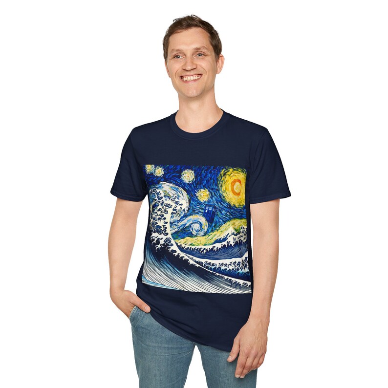 Doctor Who Tardis Japan Wave Van Gogh Unisex Softstyle T-shirt - Etsy