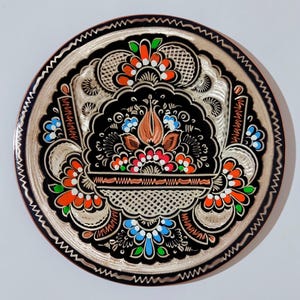 Copper wall decor, floral Turkish art design home decor, decorative copper plate with Ottoman motifs, office desk decor, living room decor