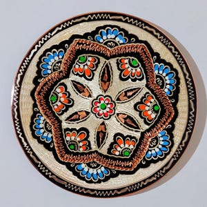 Copper wall decor, floral Turkish art design home decor, decorative copper plate with Ottoman motifs, office desk decor, living room decor