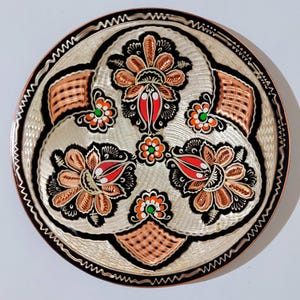 Copper wall decor, floral Turkish art design home decor, decorative copper plate with Ottoman motifs, office desk decor, living room decor
