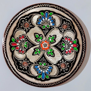 Copper wall decor, floral Turkish art design home decor, decorative copper plate with Ottoman motifs, office desk decor, living room decor