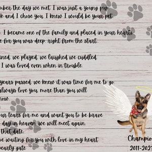 Pet memorial gift, Personalized Pet memorial, Pet Keepsake wall decor