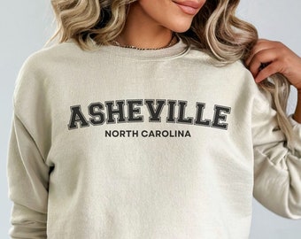 Asheville Sweatshirt North Carolina Rundhalspullover für Sie Reisegeschenk College Sweatshirt Übergroßes trendiges Geschenk Pullover Unisex Rundhalsausschnitt