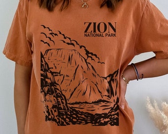 Zion nationalpark-skjorta nationalpark gåva Utah-skjorta bekväm färgskjorta campingskjorta utomhus resor present vandringskjorta bekväm färgskjorta