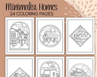 Home Coloring Pages Minimalist Coloring for Adults Printable Coloring Book Boho Coloring Pages Printable Home Scenery Coloring