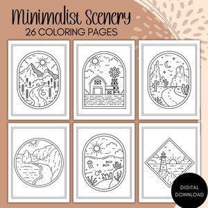 Minimalist Scenery Coloring Pages for Adults Printable Coloring Book Boho Coloring Pages Adult Coloring Book Printable