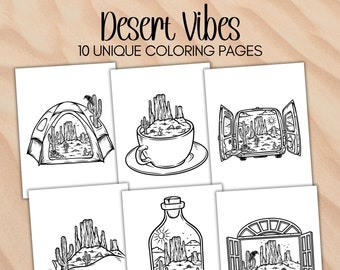 Desert Coloring Pages for Adults Printable Coloring Book Landscape Printable Minimalist Coloring Pages Digital Download Scenery Coloring