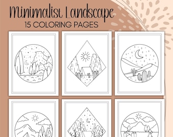 Minimalist Landscape Coloring Pages for Adults Printable Coloring Book Kids Coloring Printable Minimalist Scenery