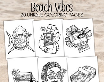 Beach Coloring Pages for Adults Printable Coloring Book Summer Printable Coloring Pages Digital Download Activity For Kids Outdoor Coloring
