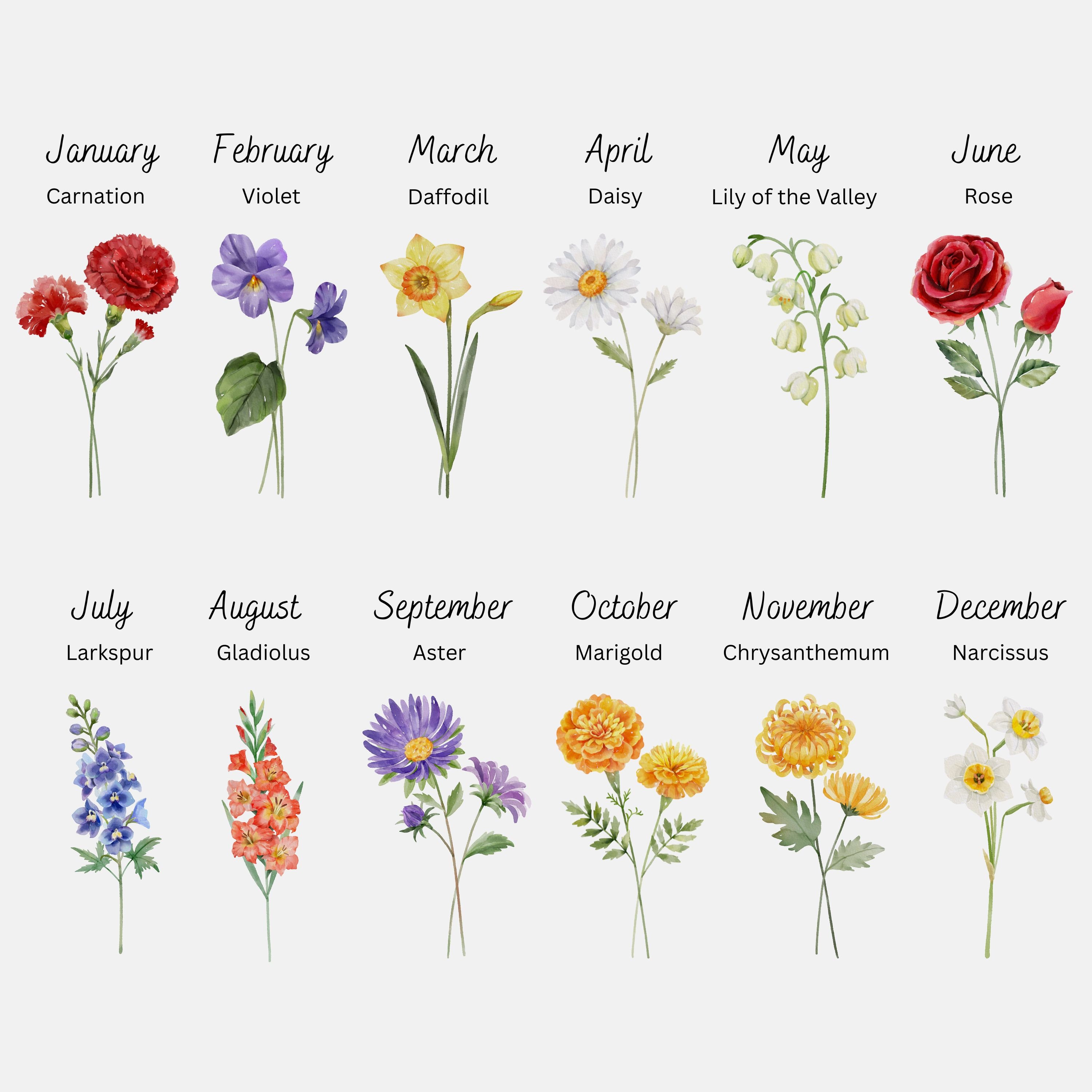 Custom Birth Flower Gift Grandma's Garden Birth Flower Personalized