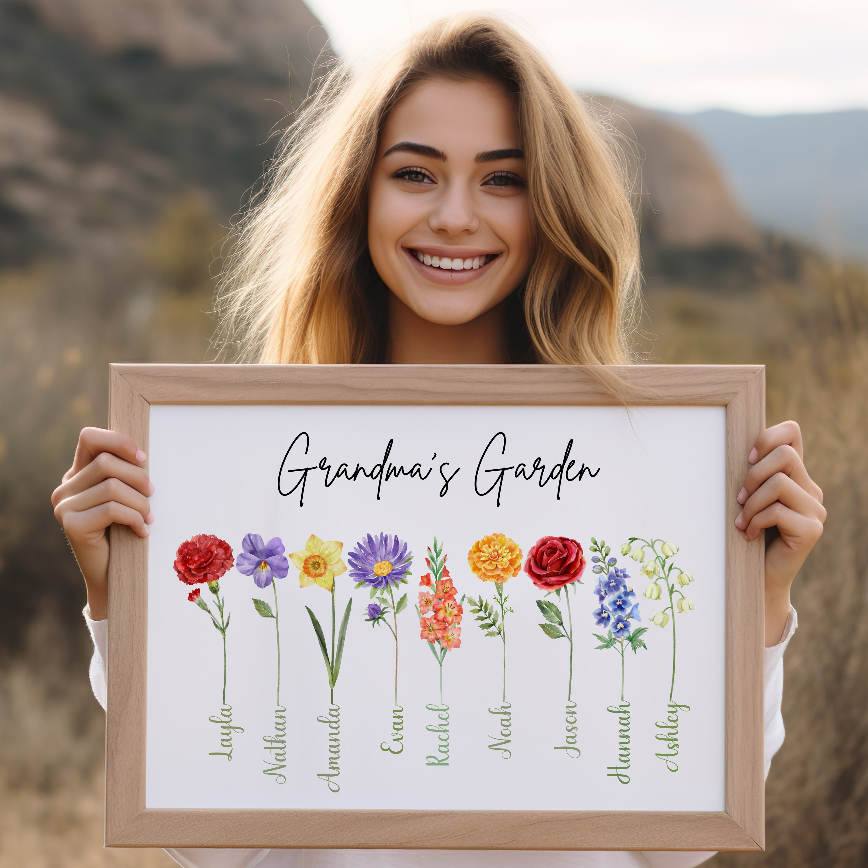 Birth Flower Gift Custom Grandma's Garden Birth Flower Personalized