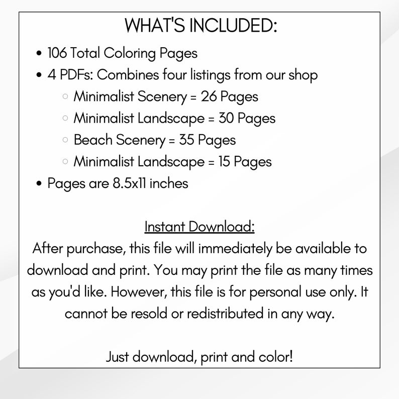 Minimalist Coloring Pages Bundle Printable Coloring Pages - Etsy