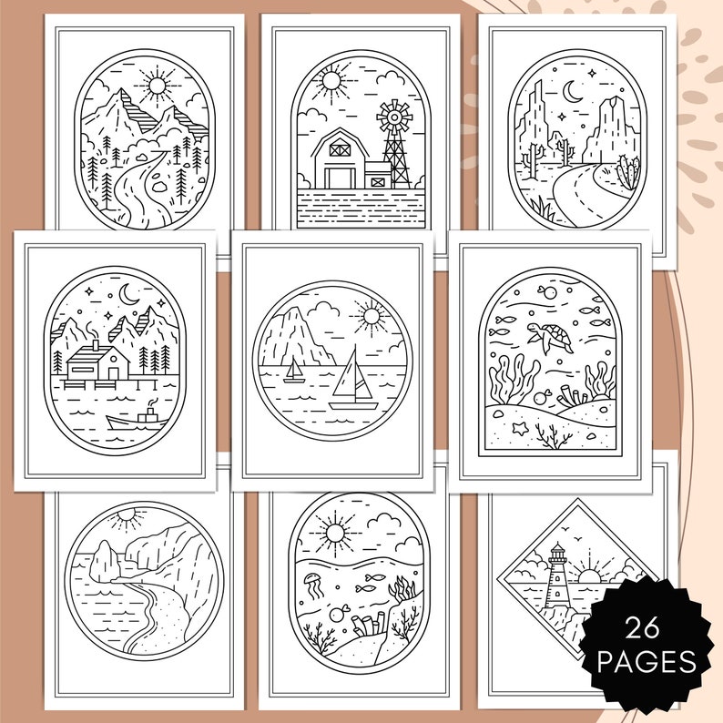 Minimalist Coloring Pages Bundle Printable Coloring Pages - Etsy