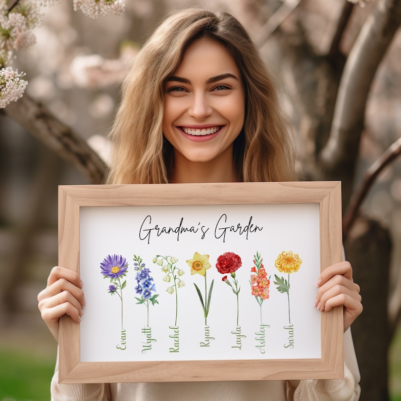 Birth Flower Gift Custom Grandma's Garden Birth Flower Personalized