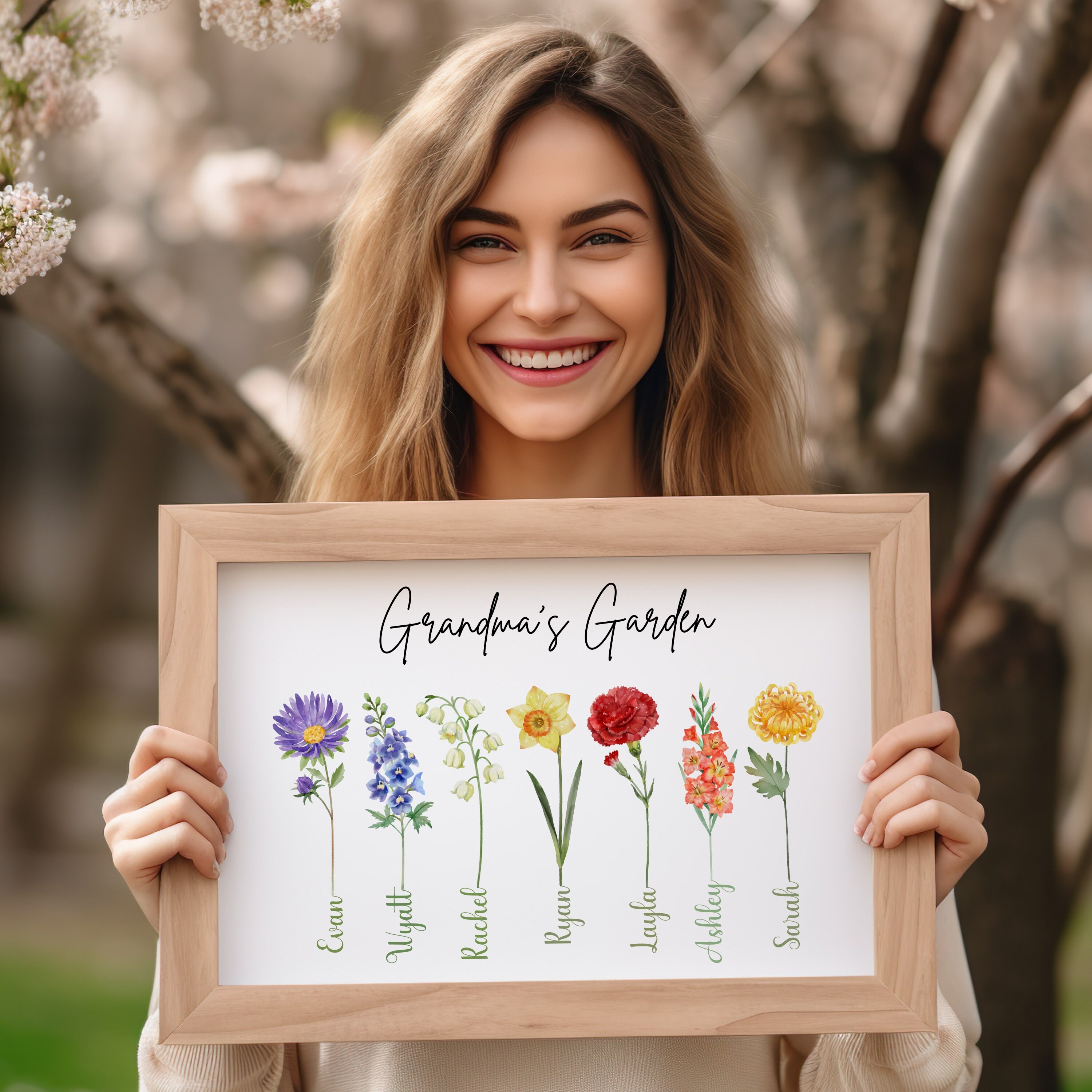 Birth Flower Gift Custom Grandma's Garden Birth Flower Personalized