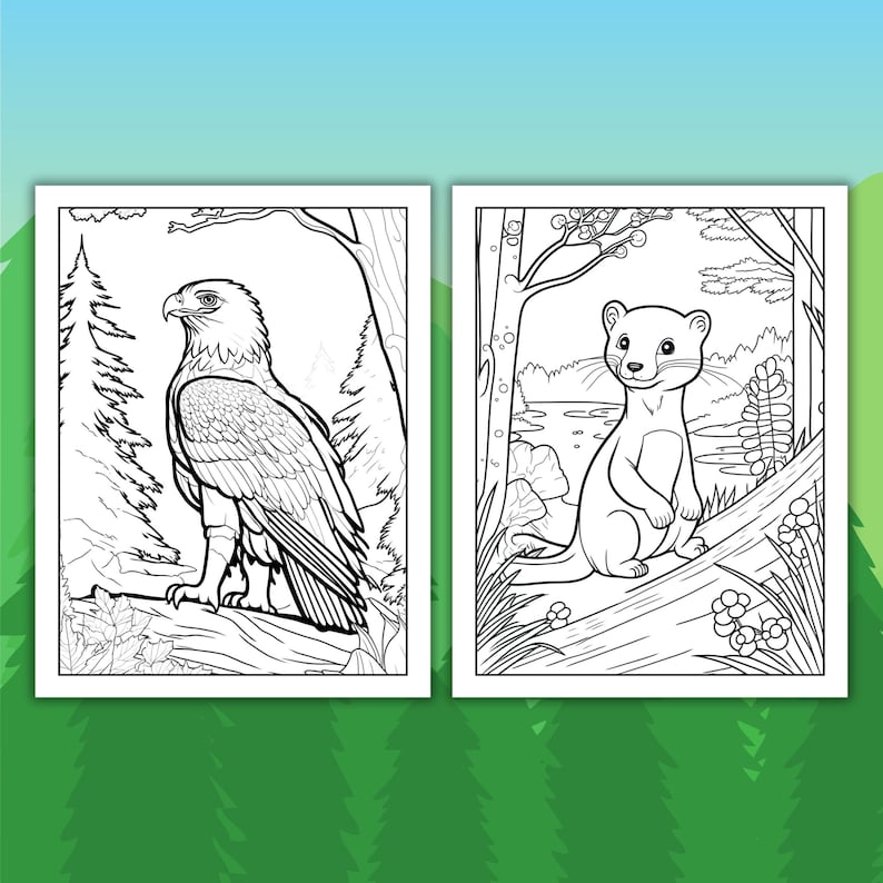 animal-coloring-pages-for-kids-coloring-printable-forest-etsy-canada