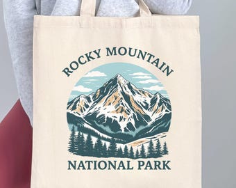 Rocky Mountain National Park Tote Bag Eco-Friendly Canvas Bag Nature Gift Hiking Bag Colorado Reusable Shopping Tote Rocky Mountain Gift
