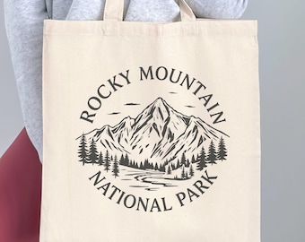 Rocky Mountain National Park Bag Canvas Reusable Shopping Tote Nature Gift Hiking Bag Colorado Travel Gift Rocky Mountain Tote for Traveler