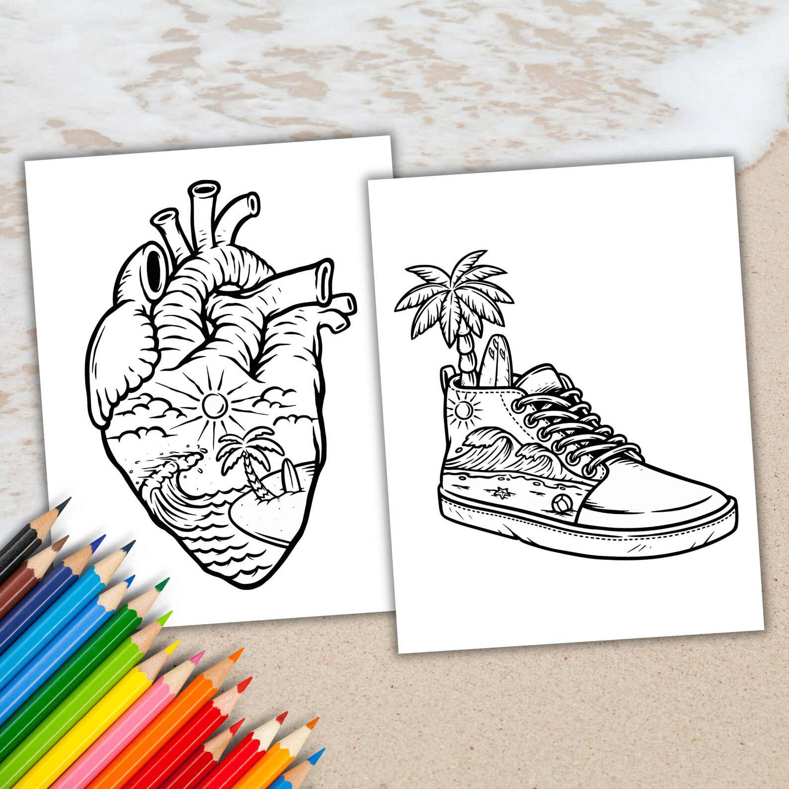 Beach Coloring Pages for Adults Printable Coloring Book Beach - Etsy