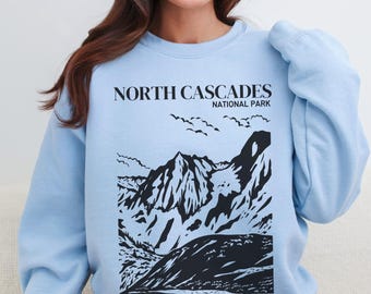 Sudadera con capucha del Parque Nacional North Cascades, regalo del Parque Nacional de Washington, sudadera de cuello redondo para viajes, senderismo, regalo para viajeros, sudadera, camisa de recuerdo