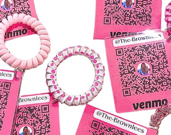 Custom Bachelorette QR code Bracelet Personalized For Bride/Bridesmaid Venmo, Cash App Ponytail Scannable Bar Scrunchie