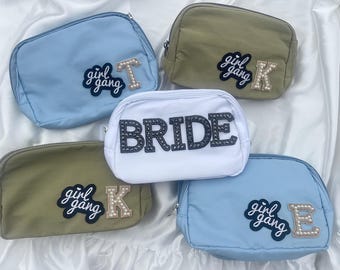 Custom Fanny Pack Cute Patches Personalized For Girls Trip, Sports, Bachelorette, Bride/Bridesmaids Initial Crossbody Shipping Adjustment