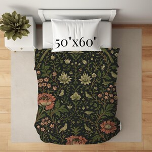 Botanical Throw Gift Grandmillennial Style Floral Blanket Velveteen Sofa Accent English Garden Housewarming Cottagecore Textile Nature Lover image 11