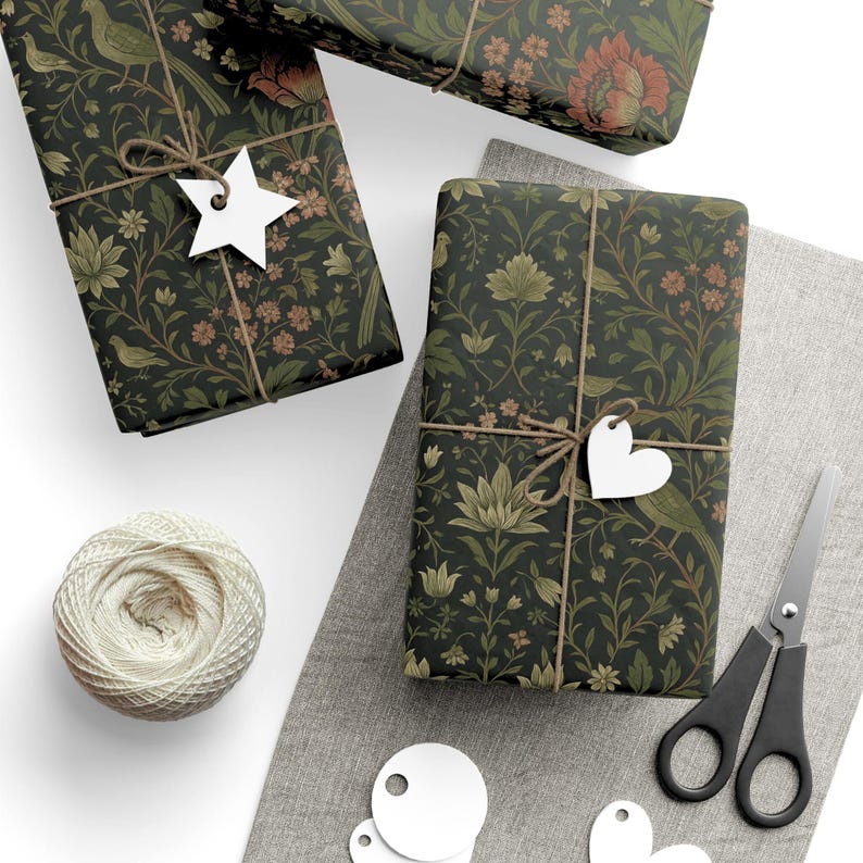 Botanical Wrapping Paper Roll William Morris Dark Floral Luxury Gift Wrap English Garden Wedding Present Heritage Vintage Gift Wrap image 17