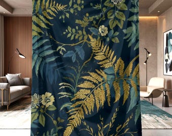 Moody Floral Blanket Dark Botanical Throw Velveteen Teal Fern Estate Style Bedding Luxury Gift Men Couch Cover Grandmillennial Interior