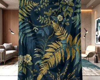 Moody Botanical Velveteen Blanket Dark Teal Fern Throw Grandmillennial Estate Decor Dark Academia Floral Couch Blanket Luxury Gift