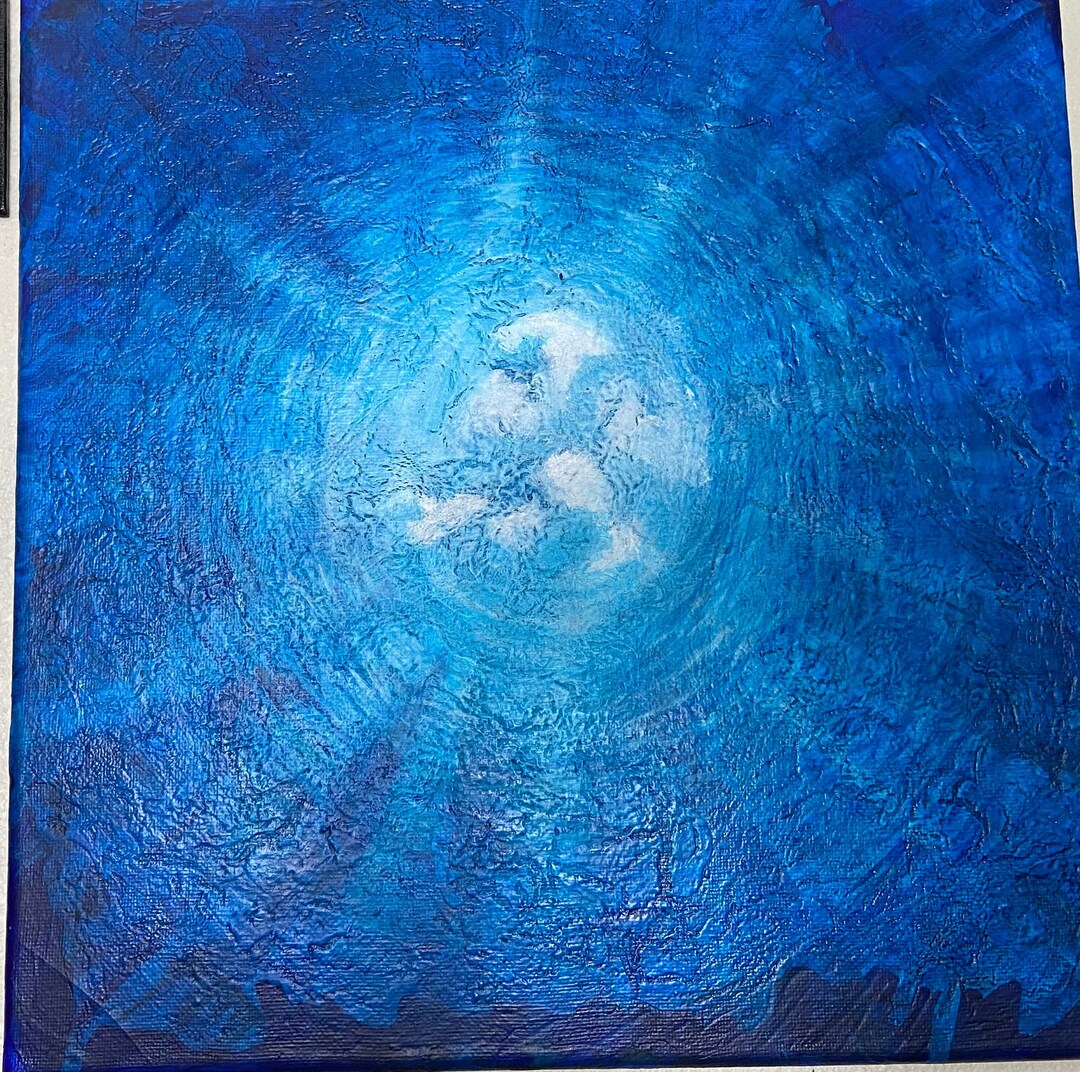 12x12 Hand Painted Original UNDERWATER LOOKING UP Painting Etsy